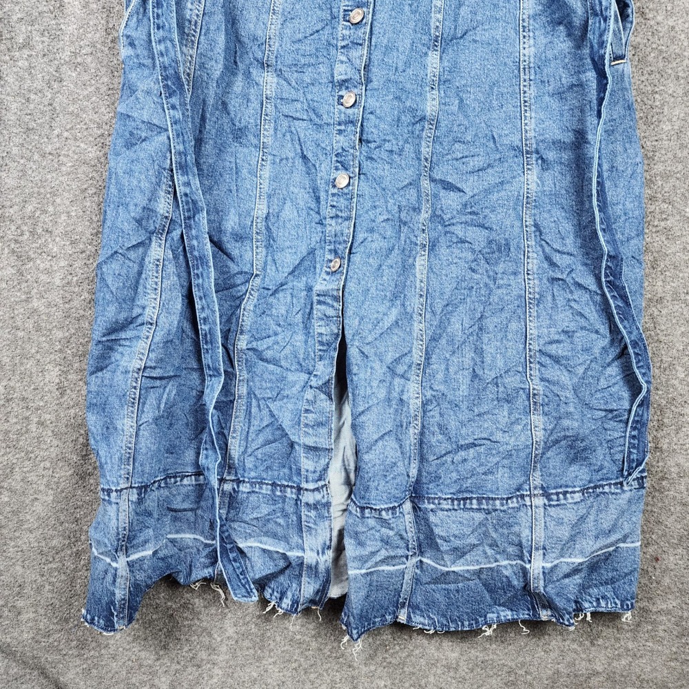 Gap Dress Womens XL Denim Midi Button Front Blue Raw Hem NEW - Picture 4 of 7